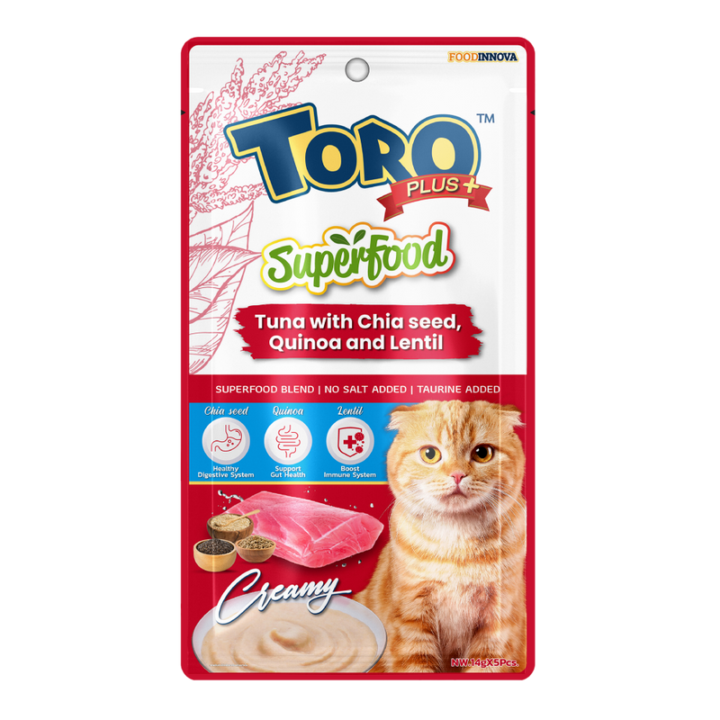 Toro Cat Treat Plus Superfood Tuna with Chia Seed, Quinoa and Lentil 75g (14g x 5pcs)