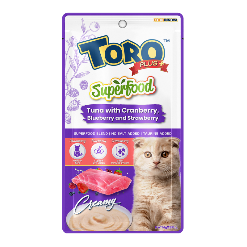Toro Cat Treat Plus Superfood Tuna with Cranberry, Blueberry and Strawberry 75g (14g x 5pcs)