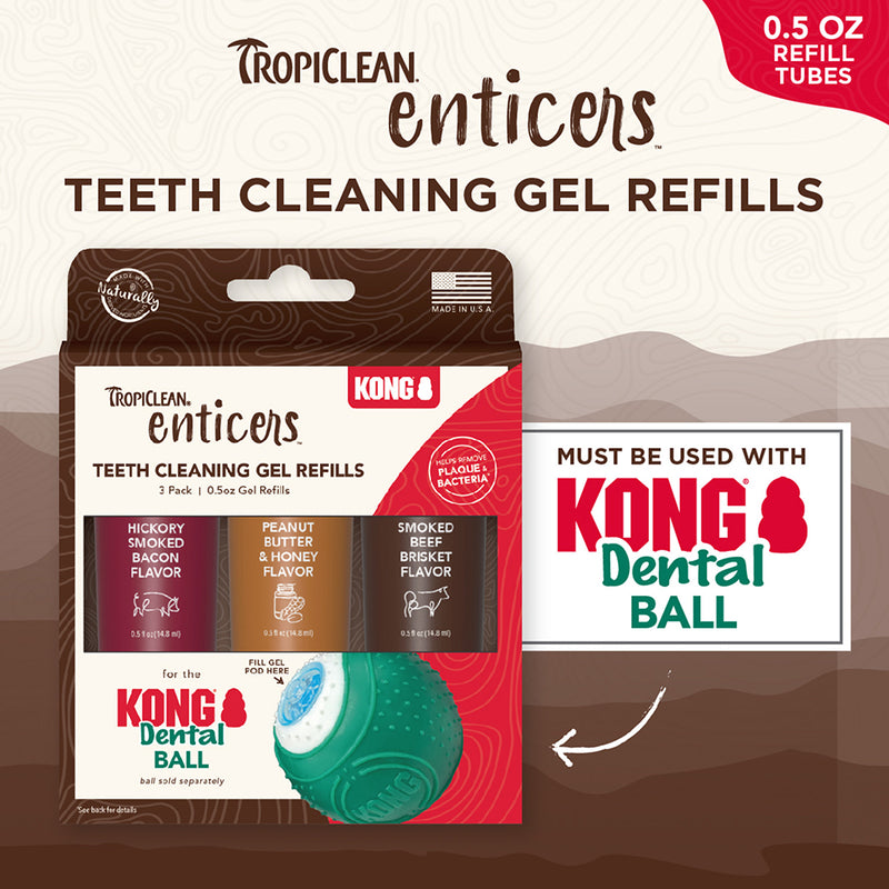 TropiClean Enticers Teeth Cleaning Gel for Dogs - Variety Pack for Kong Dental Ball 0.5oz