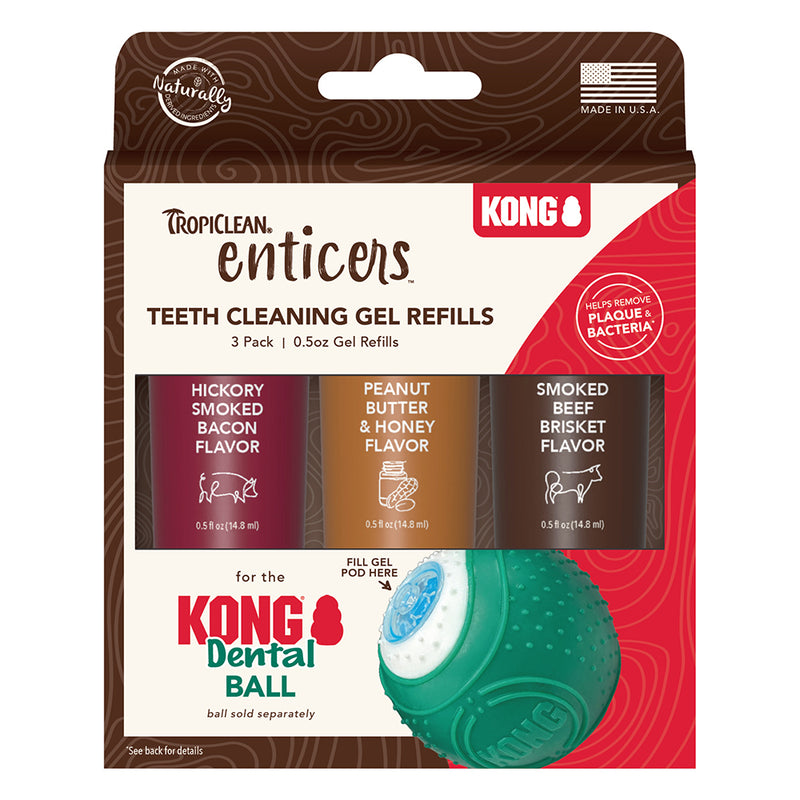 TropiClean Enticers Teeth Cleaning Gel for Dogs - Variety Pack for Kong Dental Ball 0.5oz