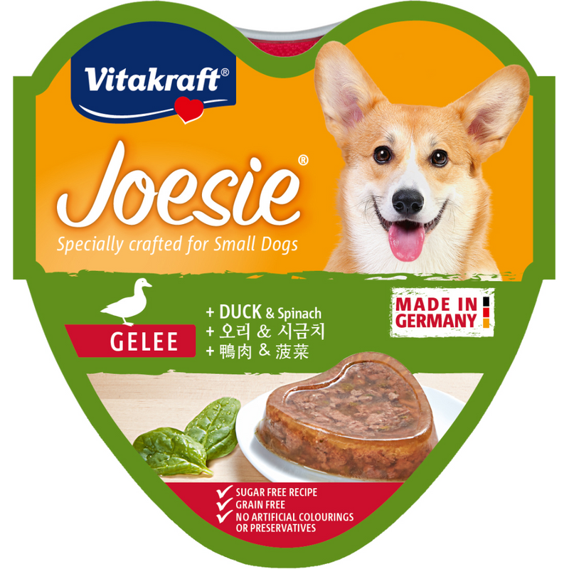Vitakraft Dog Joesie Hearts Duck & Spinach 85g