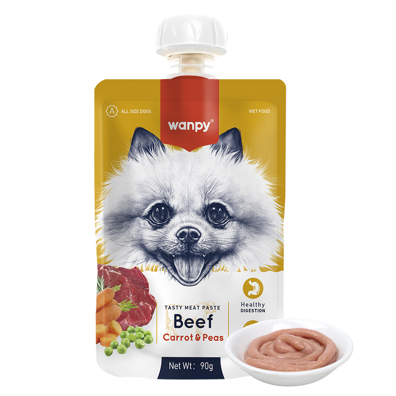 Wanpy Dog Tasty Meat Paste Beef Carrot & Peas 90g