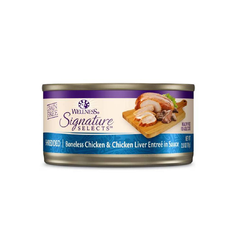 Wellness Cat Core Grain-Free Signature Selects Shredded Boneless Chicken & Chicken Liver Entree in Sauce 2.8oz