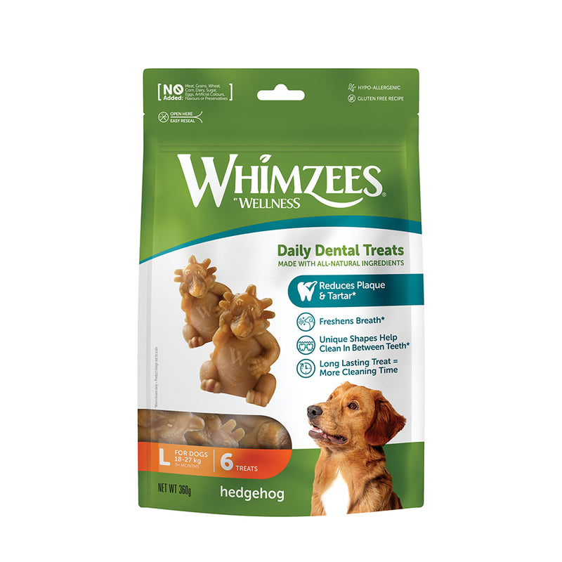 Whimzees All Natural Dental Treats for Dogs Hedgehog L 6pcs