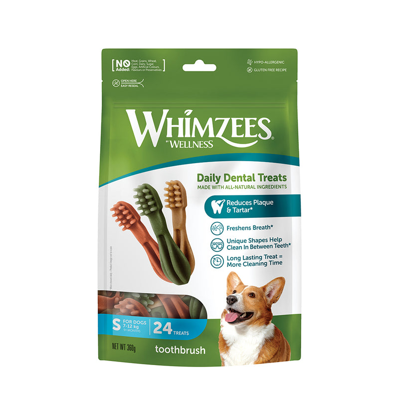 Whimzees All Natural Dental Treats for Dogs Toothbrush S 24pcs