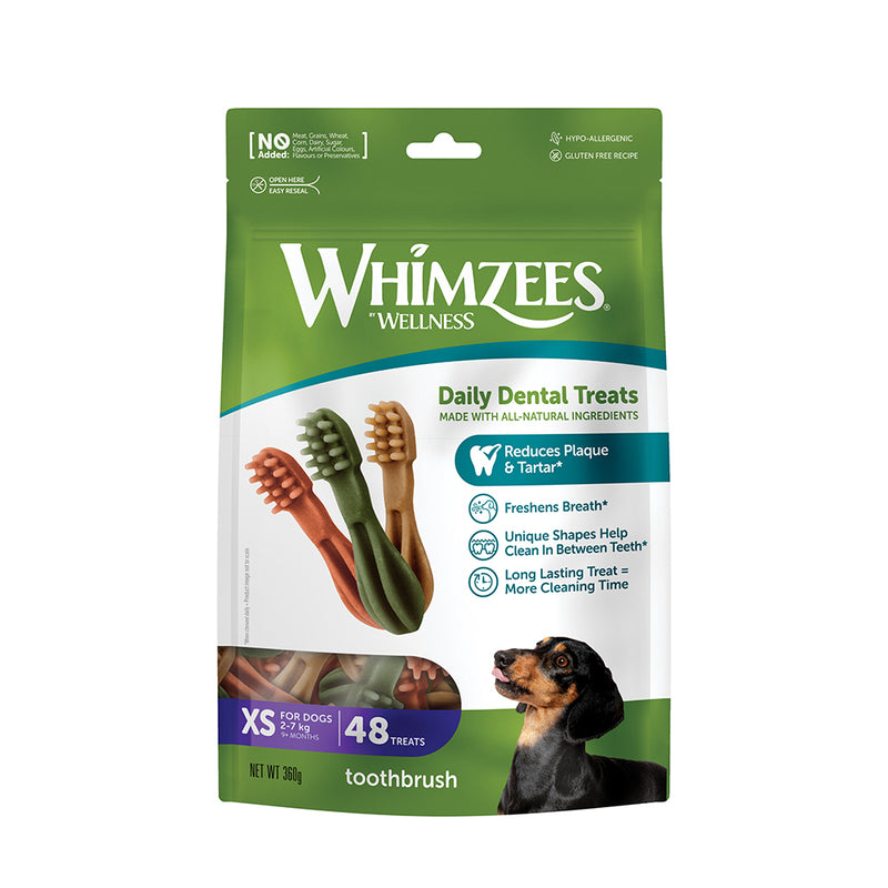 Whimzees All Natural Dental Treats for Dogs Toothbrush XS 48pcs