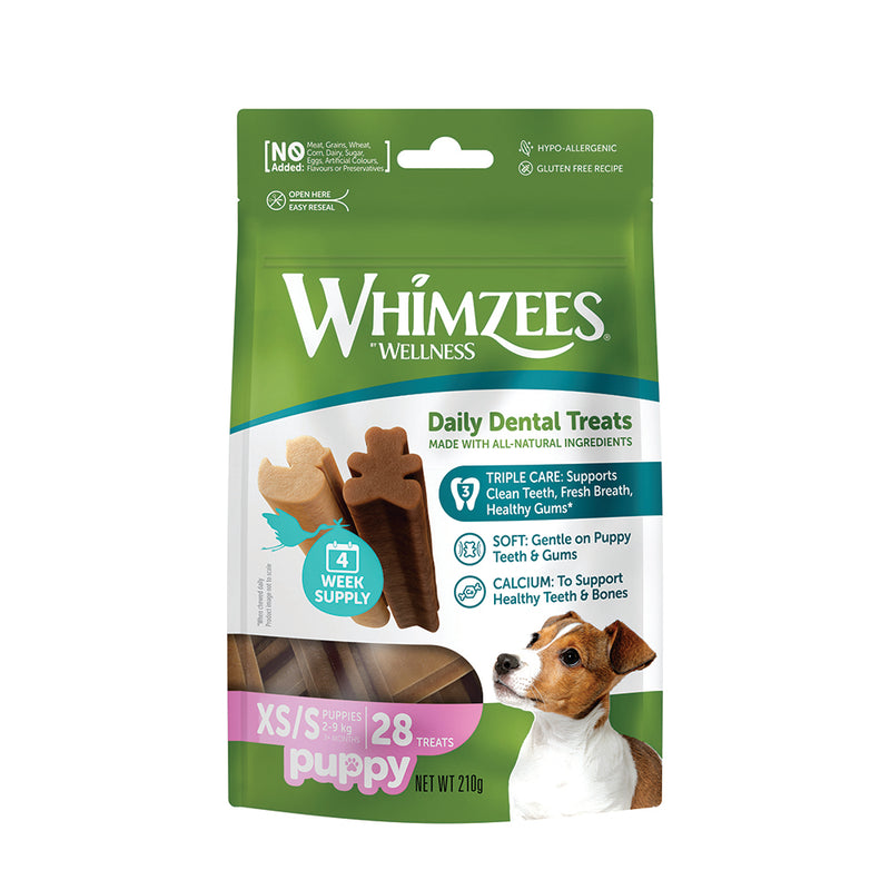 Whimzees All Natural Dental Treats for Puppy XS/S Breeds 28pcs