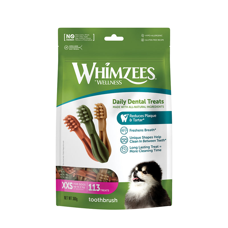 Whimzees All Natural Dental Treats for Dogs Toothbrush XXS 113pcs