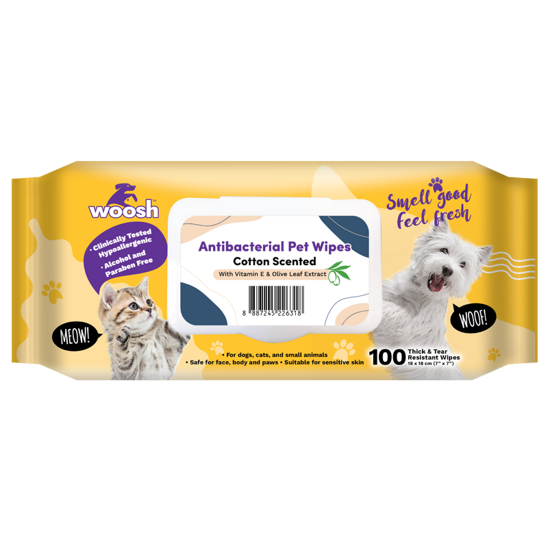 Woosh Pet Wipes Antibacterial - Cotton 100sheets
