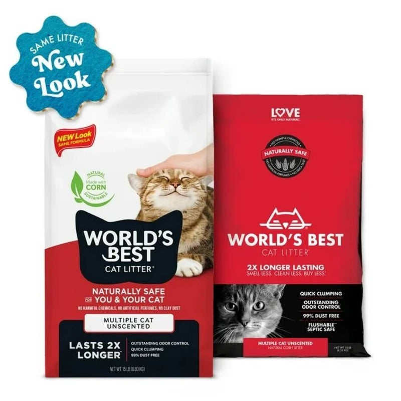 World's Best Cat Litter Multiple Cat Clumping Formula Non-Scented Red 28lb