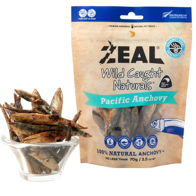Zeal Dog & Cat Treats Wild Caught Naturals Pacific Anchovy 70g