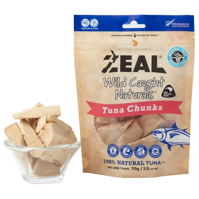 Zeal Dog & Cat Treats Wild Caught Naturals Tuna Chunks 70g