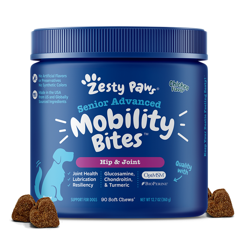 Zesty Paws Dog Advanced Mobility Bites Hip & Joint Chicken 90soft chews