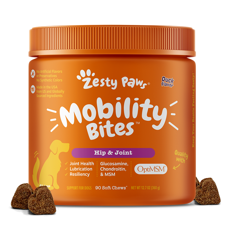 Zesty Paws Dog Mobility Bites Hip & Joint Duck 90soft chews