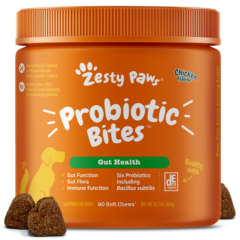 Zesty Paws Dog Probiotic Bites Gut Health Chicken 90soft chews