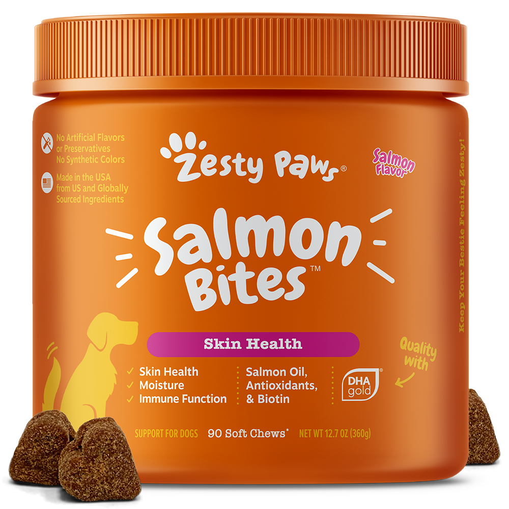 Zesty Paws Dog Salmon Bites Skin Health Salmon 90soft chews
