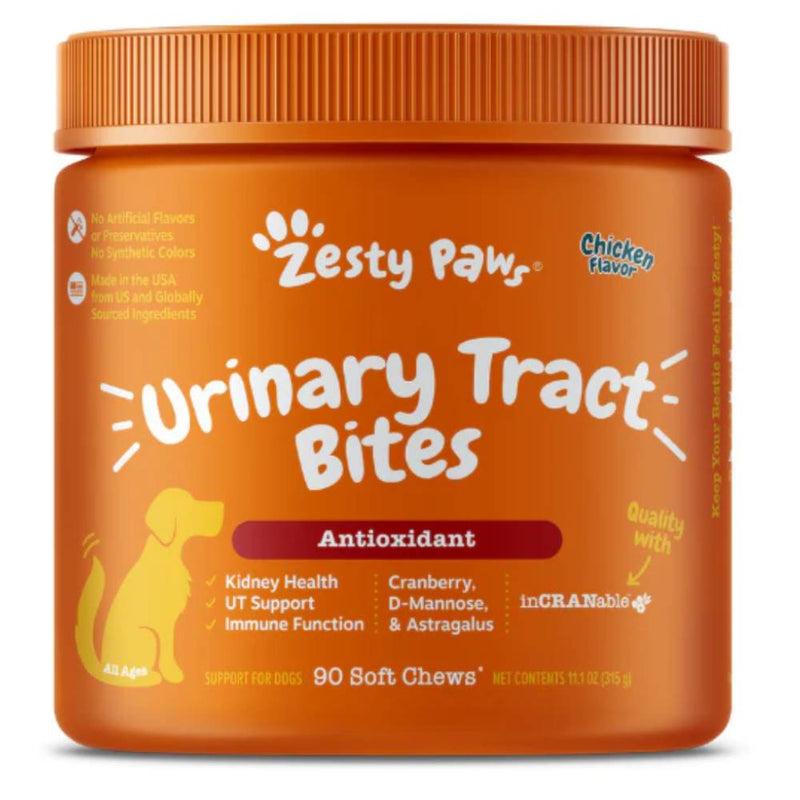 Zesty Paws Dog Urinary Tract Bites Antioxidant Chicken 90soft chews