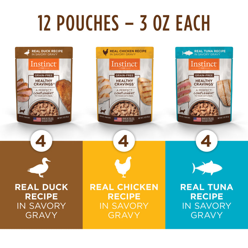 Instinct The Raw Brand Cat Pouch Healthy Cravings Grain-Free Variety Pack 3oz x 12