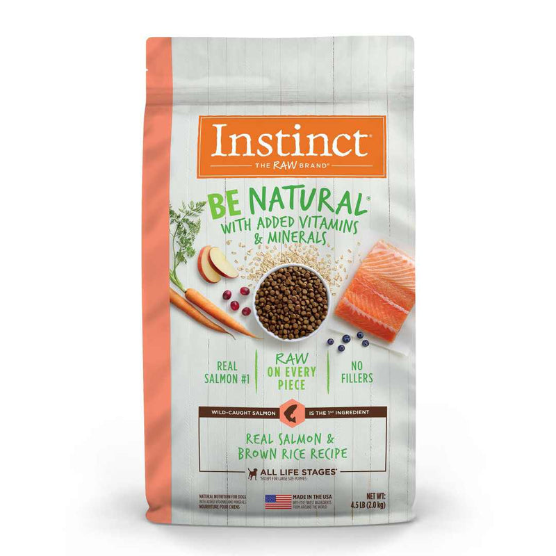 Instinct The Raw Brand Dog Be Natural Real Salmon & Brown Rice Recipe 4.5lb