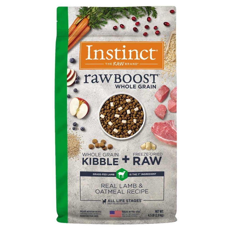 Instinct The Raw Brand Dog Raw Boost Kibble + Raw Real Lamb & Oatmeal Recipe 4.5lb