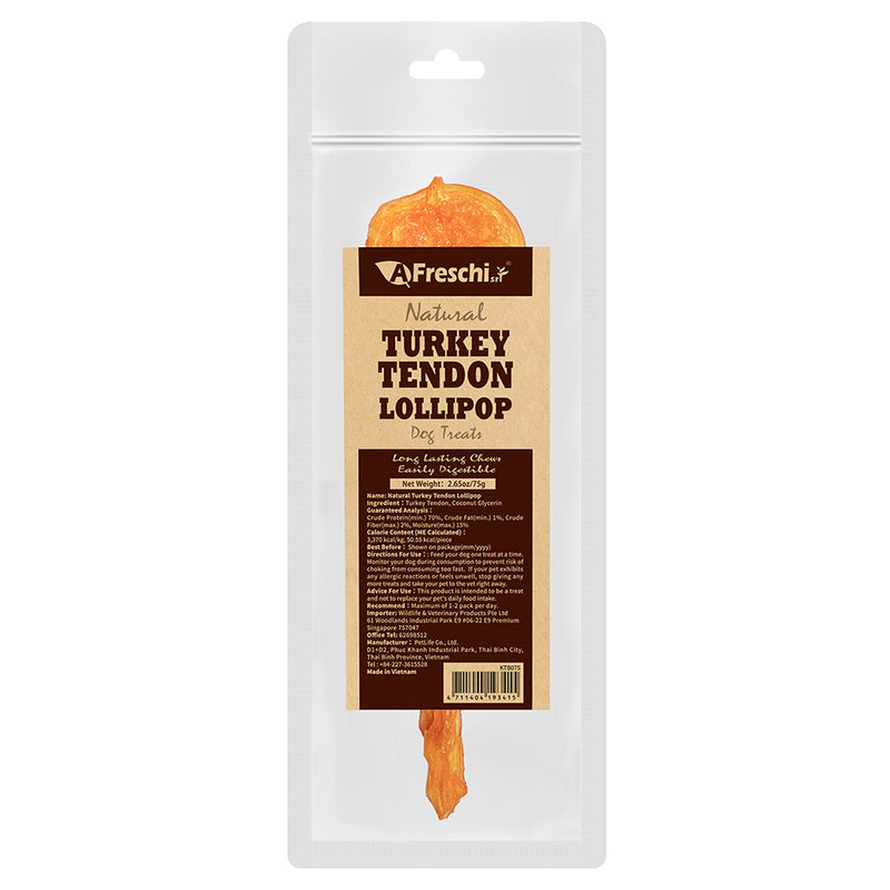 AFreschi Dog Treats Natural Turkey Tendon Lollipop 75g