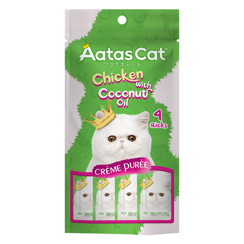 Aatas Cat Creme Puree Chicken with Coconut Oil 14g x 4sachets