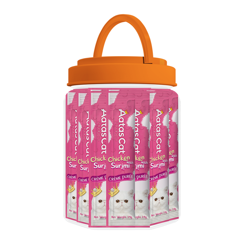 Aatas Cat Creme Puree Chicken with Surimi 14g x 50sachets