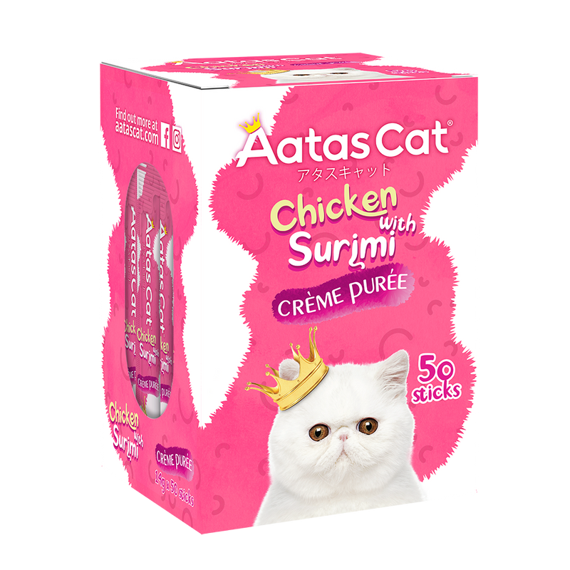Aatas Cat Creme Puree Chicken with Surimi 14g x 50sachets