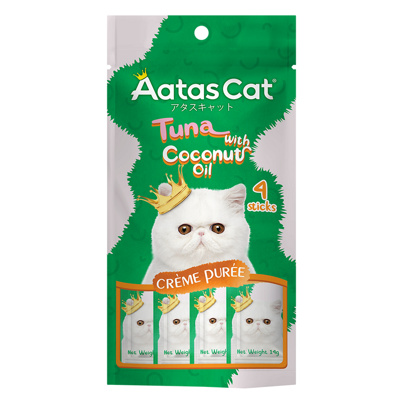 Aatas Cat Creme Puree Tuna with Coconut Oil 14g x 4sachets