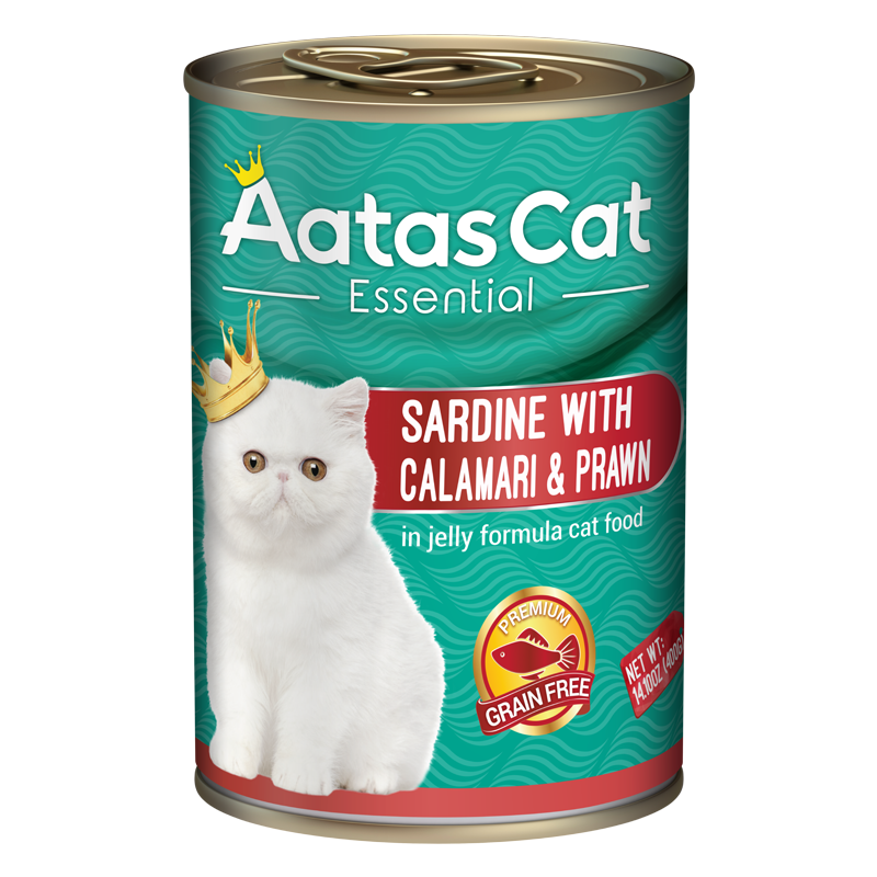 Aatas Cat Essential Sardine with Calamari & Prawn in Jelly Formula 400g