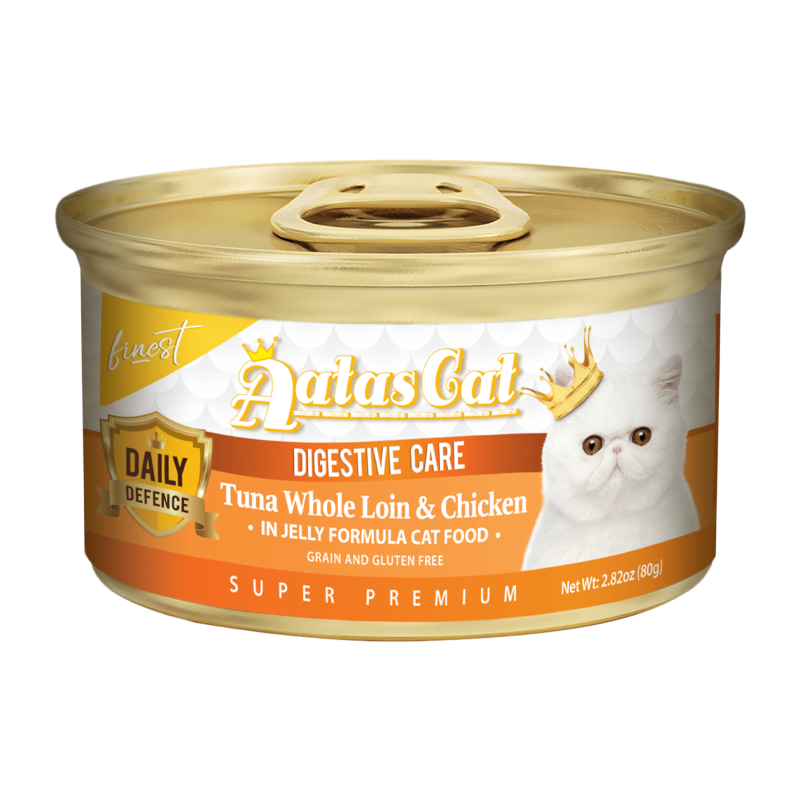 Aatas Cat Finest Daily Defence Digestive Care - Tuna Whole Loin & Chicken in Jelly Formula 80g