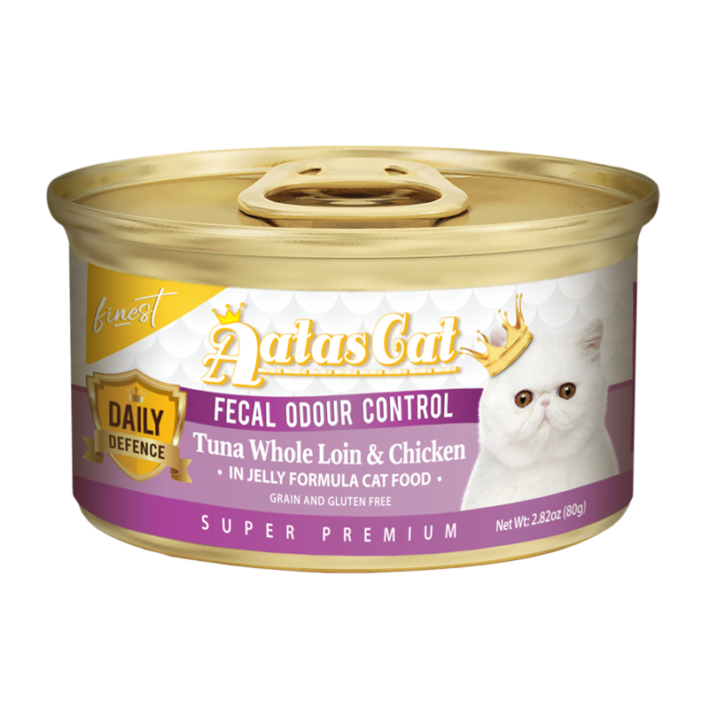 Aatas Cat Finest Daily Defence Fecal Odour Control - Tuna Whole Loin & Chicken in Jelly Formula 80g