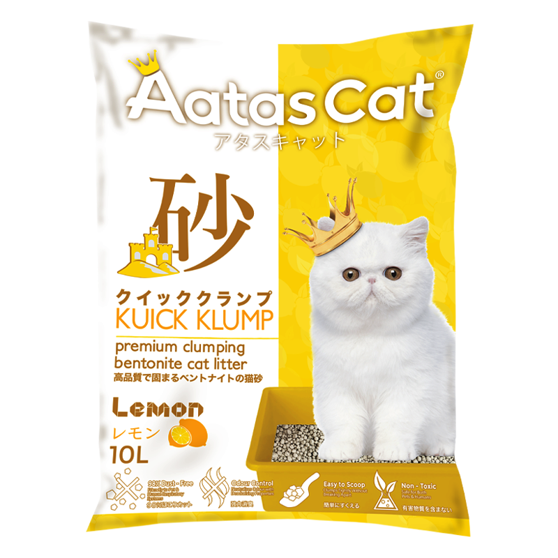 Aatas Cat Premium Clumping Bentonite Cat Litter - Kuick Klump Lemon 10L