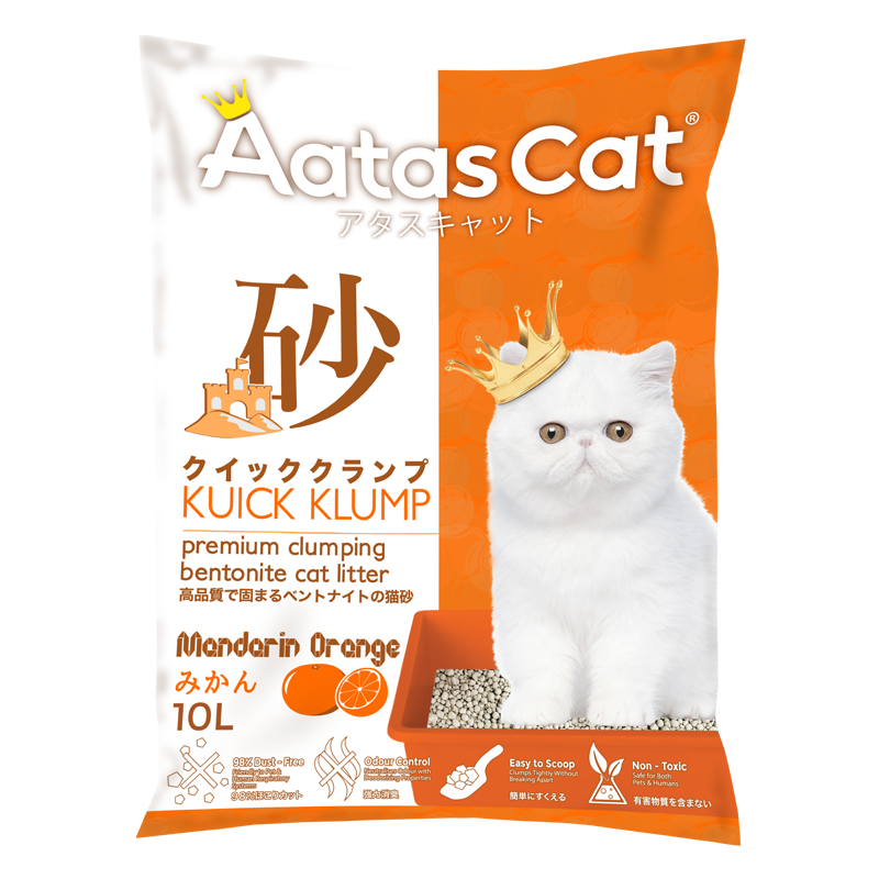 Aatas Cat Premium Clumping Bentonite Cat Litter - Kuick Klump Mandarin Orange 10L