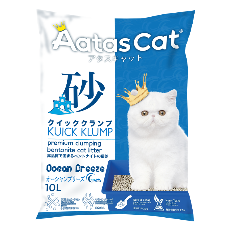 Aatas Cat Premium Clumping Bentonite Cat Litter - Kuick Klump Ocean Breeze 10L