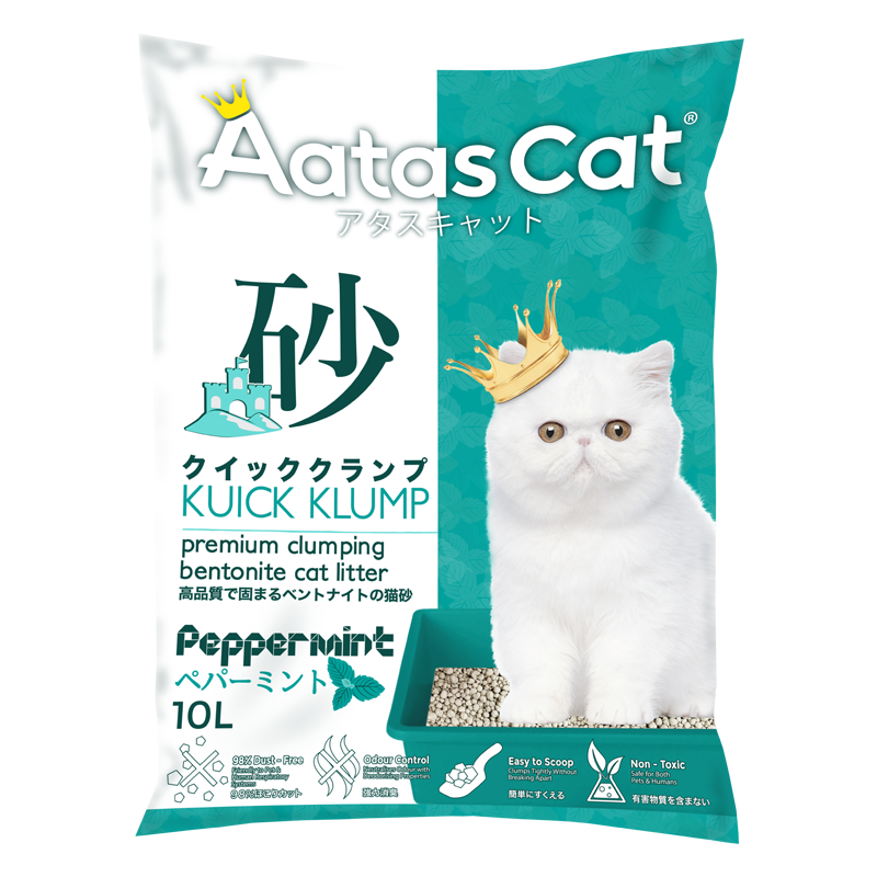 Aatas Cat Premium Clumping Bentonite Cat Litter - Kuick Klump Peppermint 10L