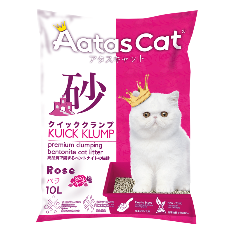 Aatas Cat Premium Clumping Bentonite Cat Litter - Kuick Klump Rose 10L