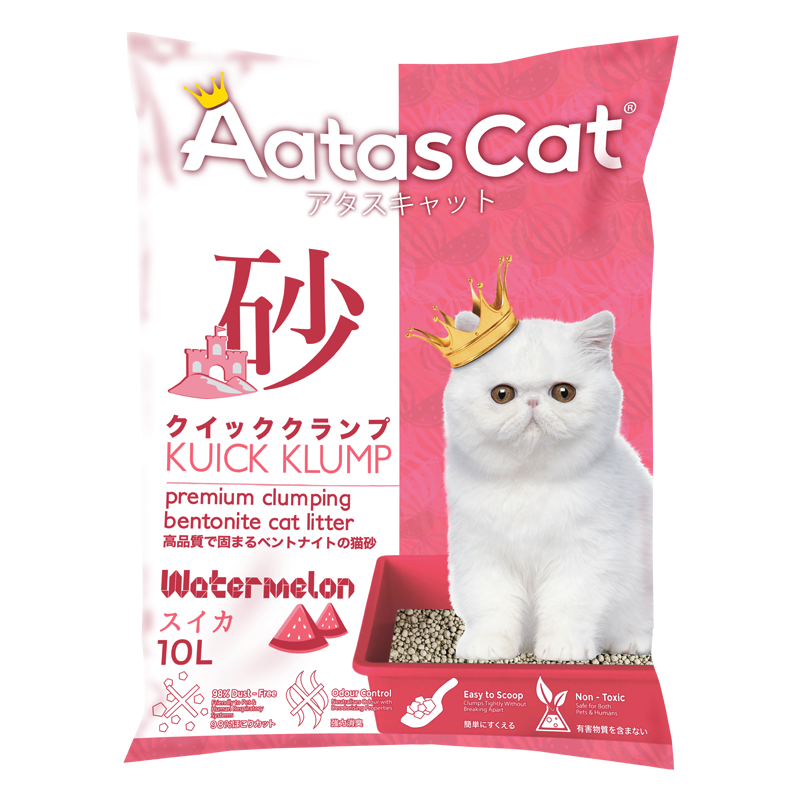 Aatas Cat Premium Clumping Bentonite Cat Litter - Kuick Klump Watermelon 10L