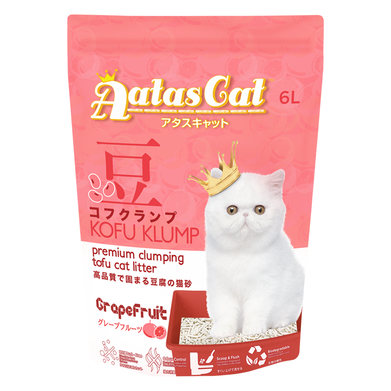 Aatas Cat Premium Clumping Tofu Cat Litter - Kofu Klump Grapefruit 6L
