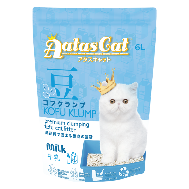 Aatas Cat Premium Clumping Tofu Cat Litter - Kofu Klump Milk 6L
