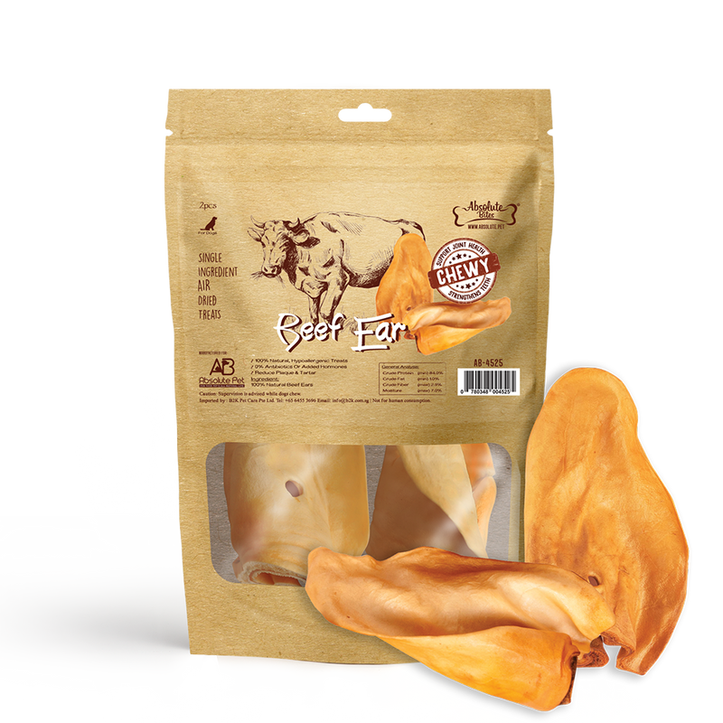 Absolute Bites Air-Dried Beef Ears 2pcs