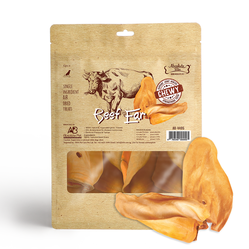 Absolute Bites Air-Dried Beef Ears 6pcs