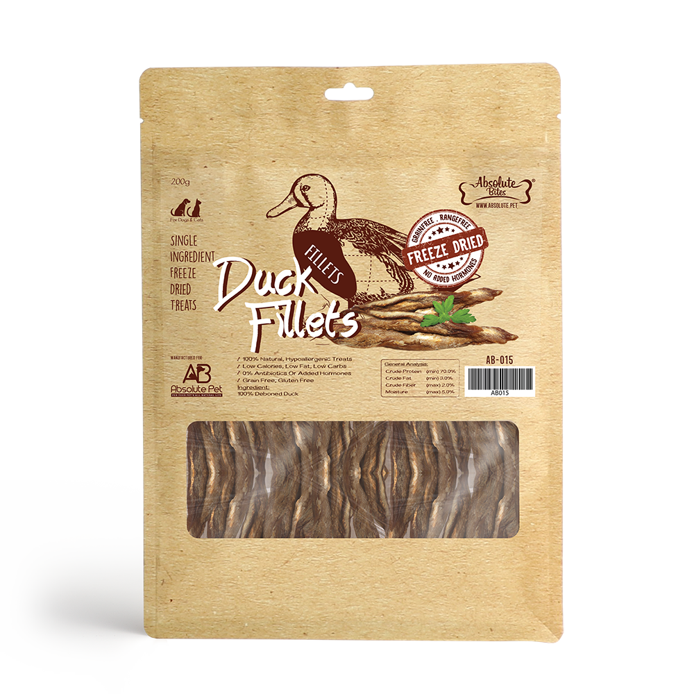 Absolute Bites Single Ingredient Freeze-Dried Duck Fillets Dog Treats