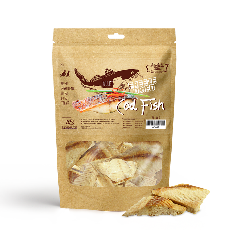Absolute Bites Dog & Cat Freeze-Dried Cod Fish Fillet 30g