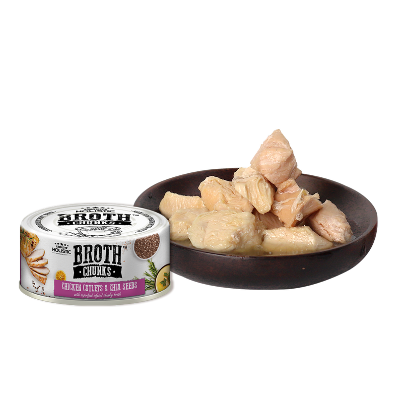 Absolute Holistic Dog & Cat Broth Chunks - Chicken Cutlets & Chia Seeds 80g