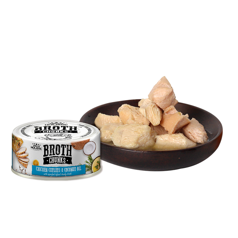 Absolute Holistic Dog & Cat Broth Chunks - Chicken Cutlets & Coconut Oil 80g