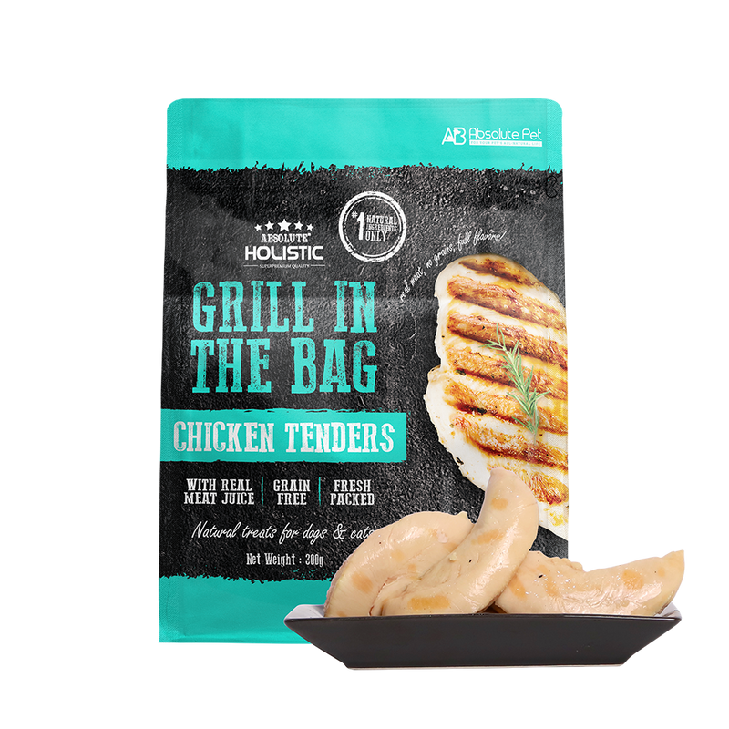 Absolute Holistic Dog & Cat Grill In The Bag Natural Treats Chicken Tenders 300g