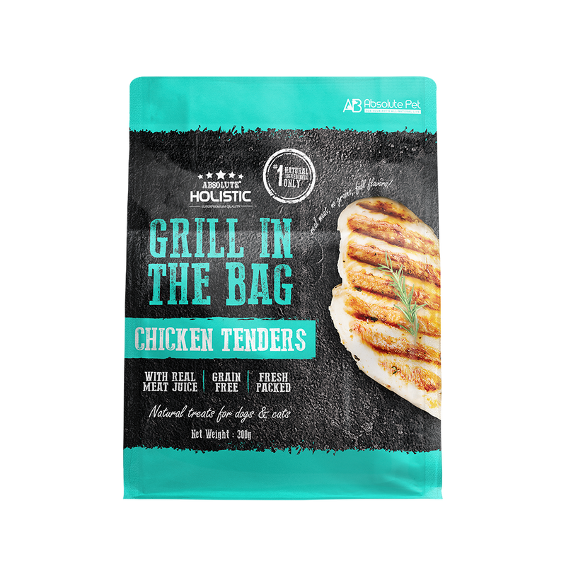 Absolute Holistic Dog & Cat Grill In The Bag Natural Treats Chicken Tenders 300g