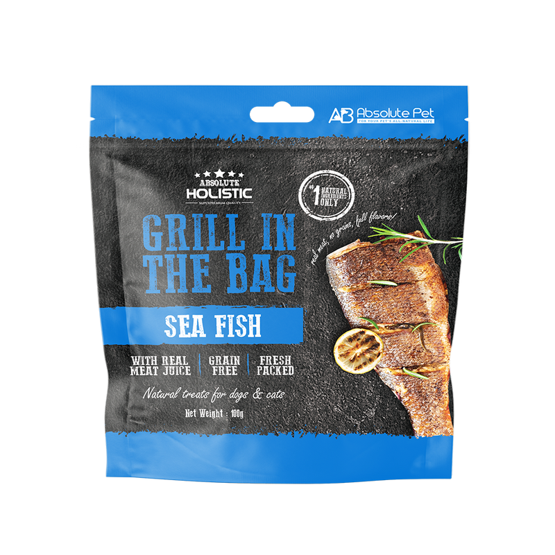 Absolute Holistic Dog & Cat Grill In The Bag Natural Treats Sea Fish 100g