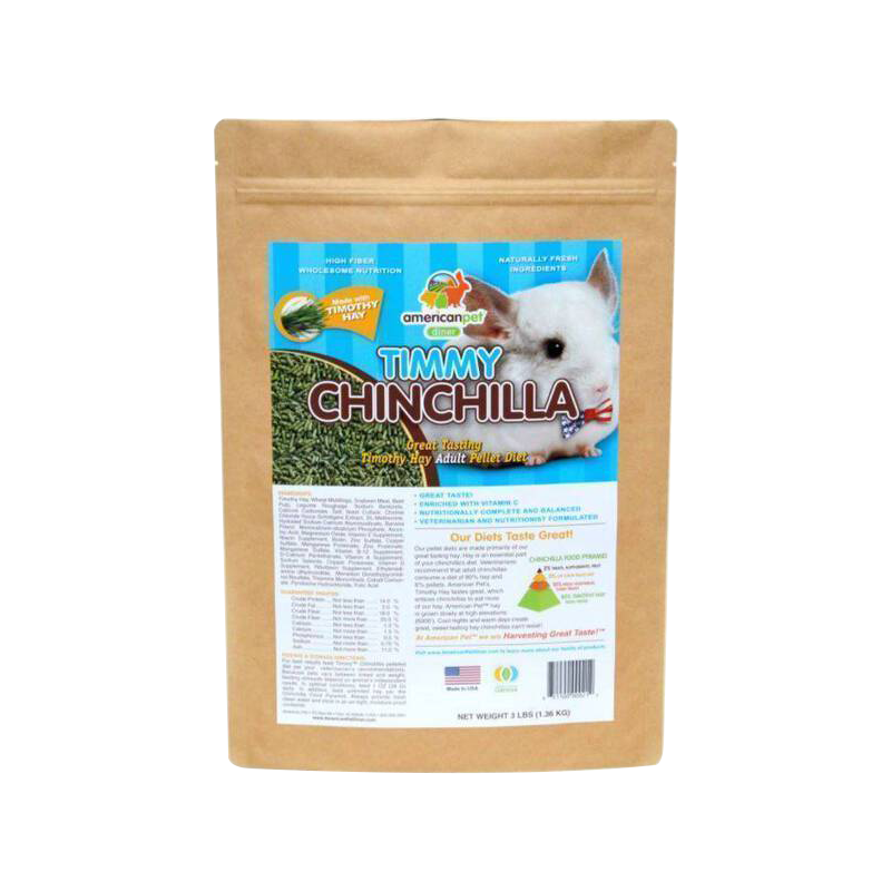 American Pet Diner Timmy Chinchilla Timothy Hay Adult Pellet Diet 3lb
